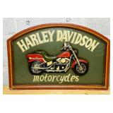 Wooden Harley Davidson Painted Sign, 16ï¿½ x 24ï¿½