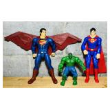 (2) 12ï¿½ Superman Figures, Incredible Hulk Figure