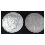 TWO (2) 1922 Silver Peace Dollars, $45.68 Melt