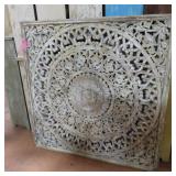 Finely Detailed Carved Wood Wall Hanging, 59"x59"