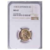 1938-D Jefferson Nickel NGC MS-67 $100 Guide Value