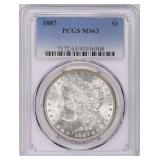 1887 Morgan Silver Dollar PCGS MS-63