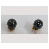 14K Yellow Gold hermatite stud earrings