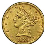 1886 Liberty Gold Half Eagle PCGS AU-53