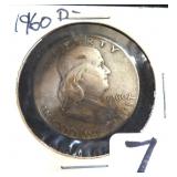 Toned 1960-D Silver Franklin Dollar, $10.44 Melt