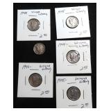 SIX (6) Silver Mercury Dimes, $13.02 Melt Value