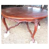 59" Round Antique French Dining Table, 30"h