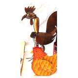 Metal Rooster and Chicken