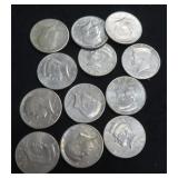 Twelve (12) Kennedy Half Dollars