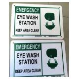 TWO (2) 10"x7" Eye Wash Signs, Plastic Hard