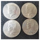 Four (4) Kennedy Half Dollars