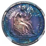 $6500 Guide: 1864 10C PR67 Cameo NGC (Toned!)