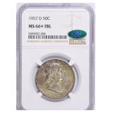 1957-D Franklin Half NGC MS-66+ FBL (CAC Green)