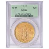 1924 Saint-Gaudens Gold Double Eagle PCGS MS62 OGH