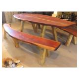 Hand Made Custom Cedar Table with 2 Benches