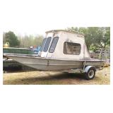 Aluminum Hull Boat with Cab and Trailer