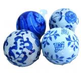 Four (4) Blue/White Decorative Balls