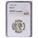 1940-S Washington Quarter NGC MS-67+ $1850 NGC