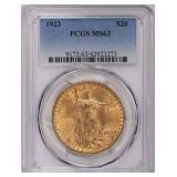 1923 Saint-Gaudens Gold Double Eagle PCGS MS-63