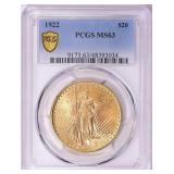 1922 Saint-Gaudens Gold Double Eagle PCGS MS-63