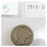 191X-D Silver Mercury Dime