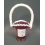 Fenton Ruby Snow Crest # 37 Crimped Handled Basket