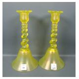 US Glass Topaz  # 315 Twist Dome Ftd Candlesticks