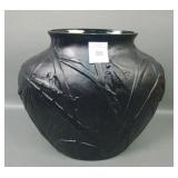 Consol. Matte Black Katydid Ovoid Vase.