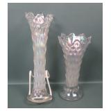 Two Fenton White Rustic Vases