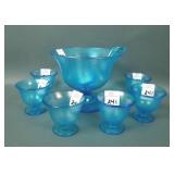 Fenton Celeste Blue 8 Piece Nut Set W/ Ladle