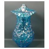 Fenton Celeste Blue Poppy Show JIP Crimped Vase