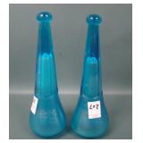 Two Diamond Blue Cupped Car Vases