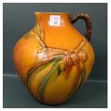 Roseville Brown Pinecone Bulbous Pitcher