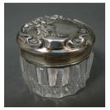 Victorian Cut Crystal Vanity Jar W/ Sterling Lid