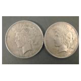 Two 1922 Peace Silver Dollars