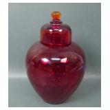 Consolidated Ruby Red Covered Urn