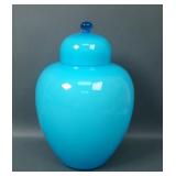 Consolidated Blue Cased Regent Line Covered Urn