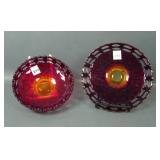 2 Vintage Fenton Ruby Red Two Row Open Edge Items