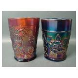 Two Dugan Carnival Glass Tumblers