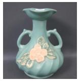 Weller Pottery Green Blossom Handled vase