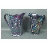 Two LE Smith Purple Geometric Water Pitchers