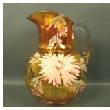 Fenton Marigold Enameled Chrysanthemum Pitcher