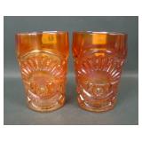 2 U.S. Glass Marigold Rising Sun Tumblers