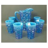 Westmoreland Carnival Glass Checkerboard Juice Set