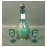 Mosser/ Encore Green Wine & Roses Decanter Set