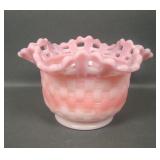 Fenton Glossy PInk Rosalene 2 Row OE Basket