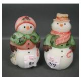 Two Fenton Holiday Snowman and Woman