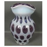 Fenton Lavender Opal Coin Dot Ruffled Vase