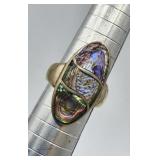 Sterling  Abalone Ring Sz 7 Tw 7.0g