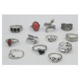 12 Costume Fashion Rings Assorted Sizes